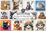 Funny Dog and Cat Postage Stamps, an Illustration by Designking (Thumbnail 1 of 4)