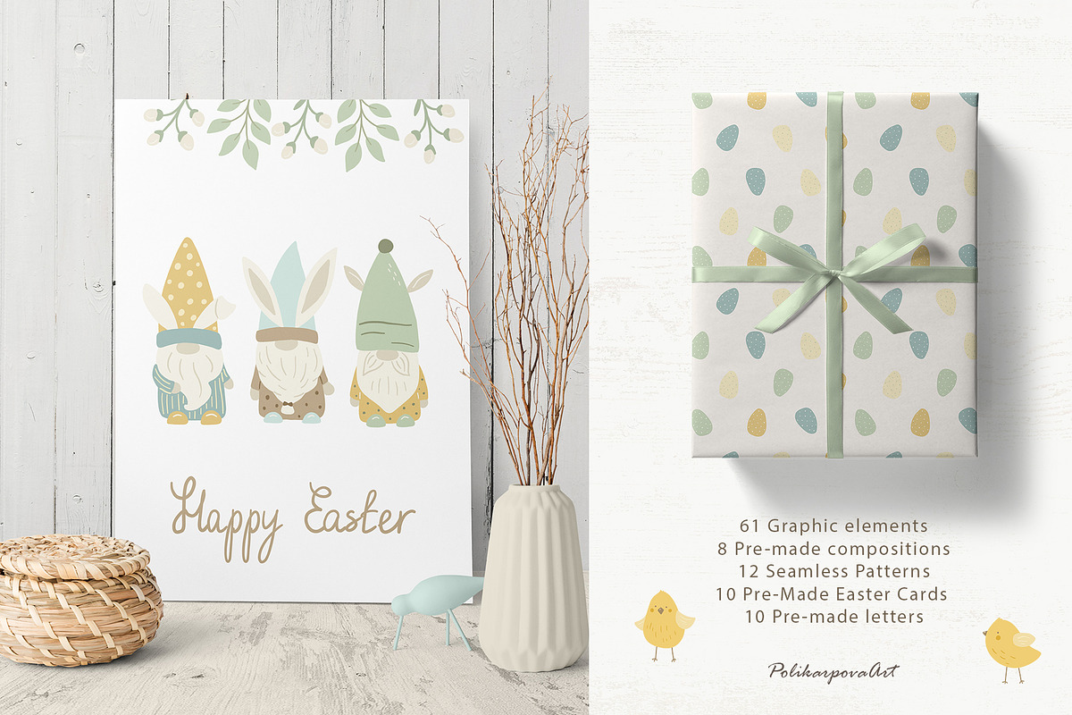 Easter Gnomes clipart & patterns, an Illustration by polikarpovaart (Photo 2 of 9)