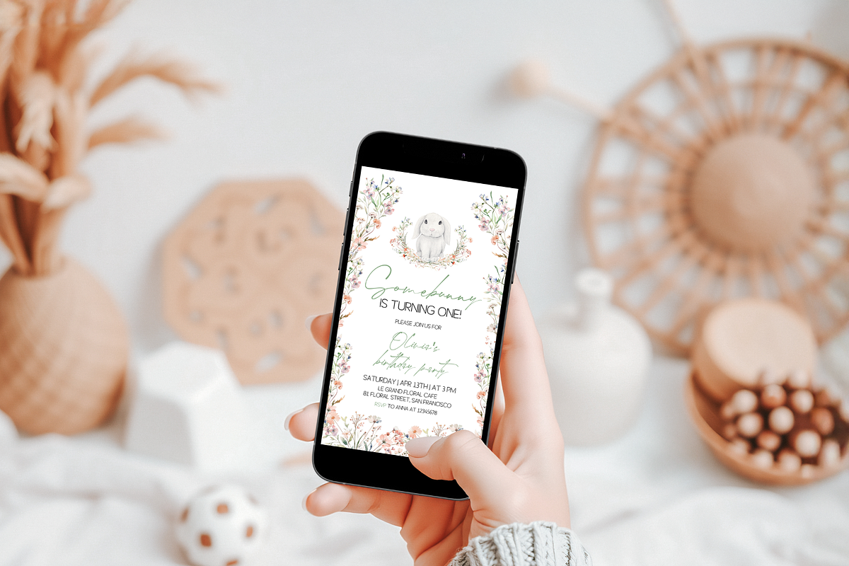 Floral Somebunny Phone Invite, an Invitation Template by Digital_Mind (Photo 5 of 5)