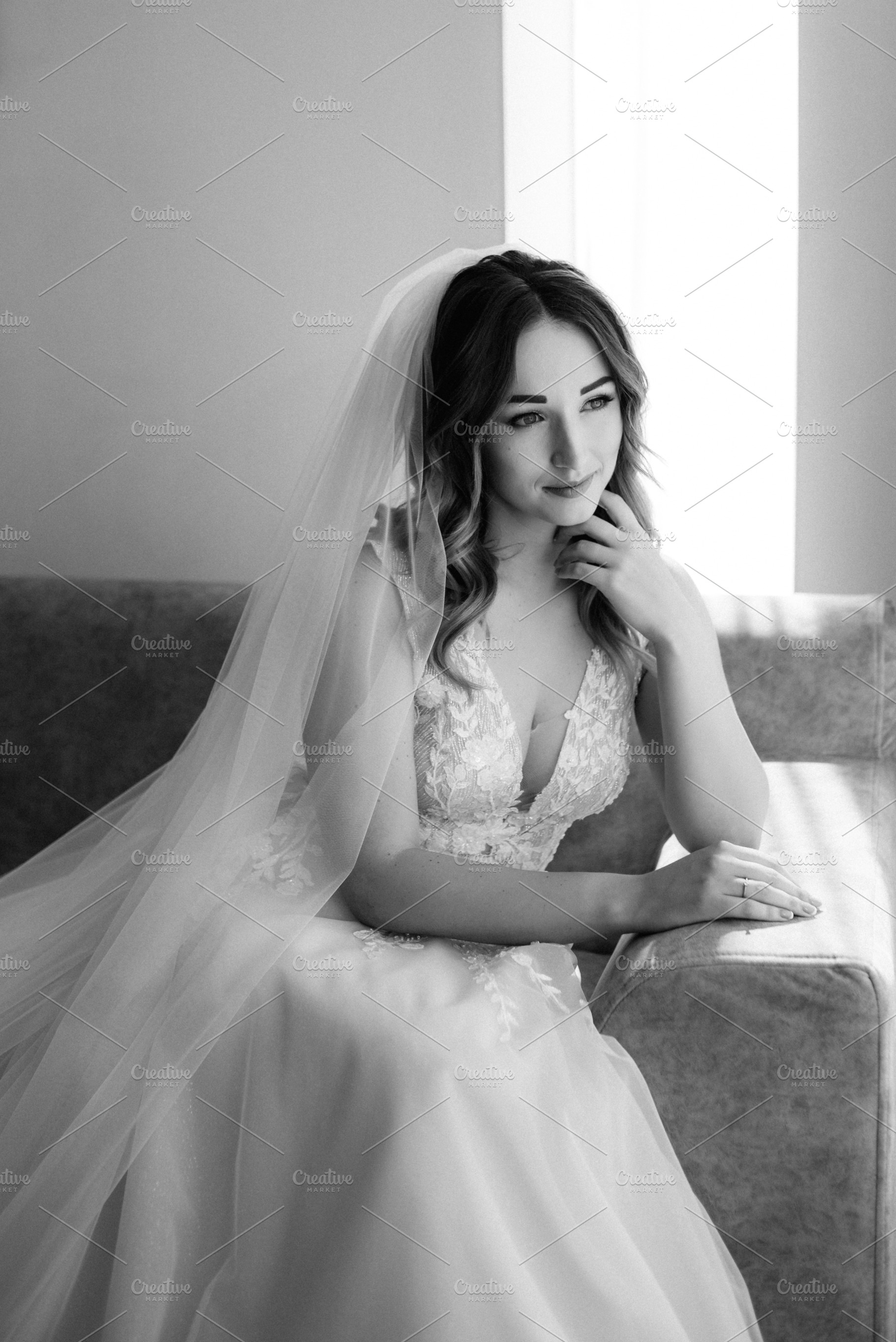 portrait of a bride in the morning before the wedding, a Person Photo by Weddings, People, Travel