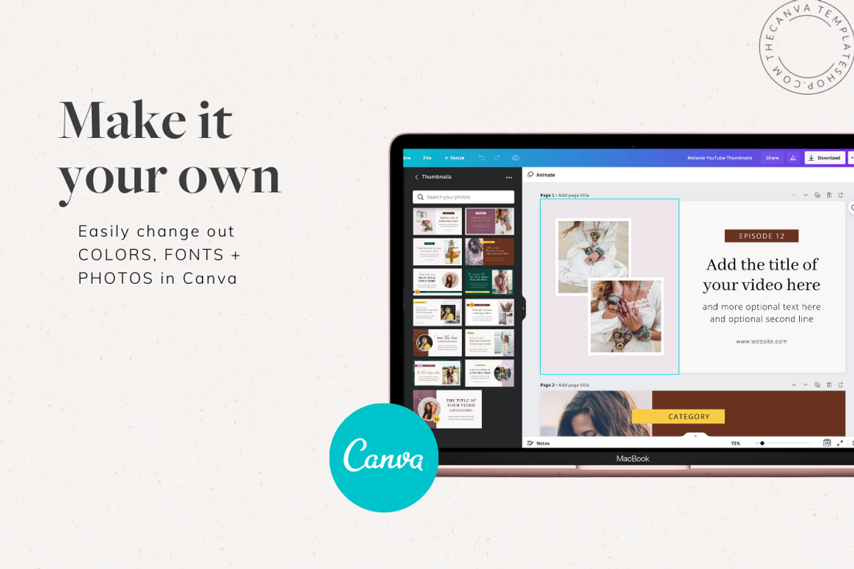 The Melanie YouTube Canva Templates, a Social Media Template by The Canva Template Shop (Photo 2 of 6)