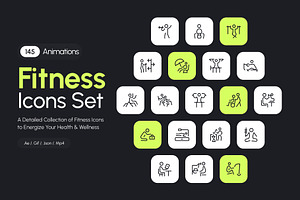 Animated Fitness Icons, an Outline Icon by Prosymbols