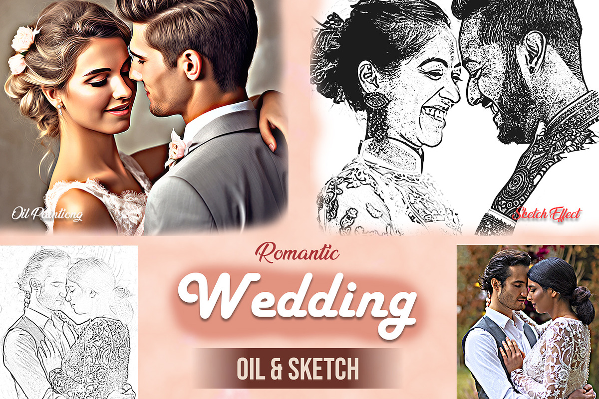 Romantic Wedding Oil & Sketch, an Action Add-On by Studio Retouch (Photo 1 of 13)