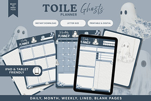 Toile Ghosts Halloween Planner