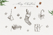 Christmas vintage line illustrations, a Decorative Illustration by Summer Nightingale Art (Thumbnail 2 of 7)