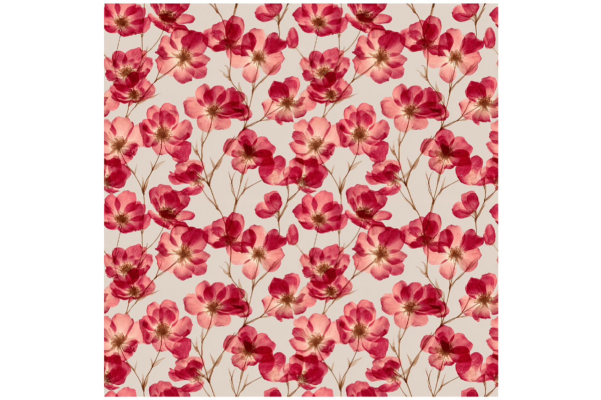 Pressed Rose Flower Seamless Pattern, a Texture Illustration by DreamPrint404 (Photo 2 of 3)