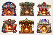 Cozy Fireplace Christmas Clipart, an Illustration by RobertsArt (Thumbnail 3 of 7)