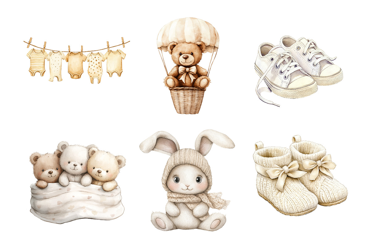 Watercolor Boho Baby boy Clothes Cli, a Seasonal Illustration by Design Market (Photo 7 of 7)