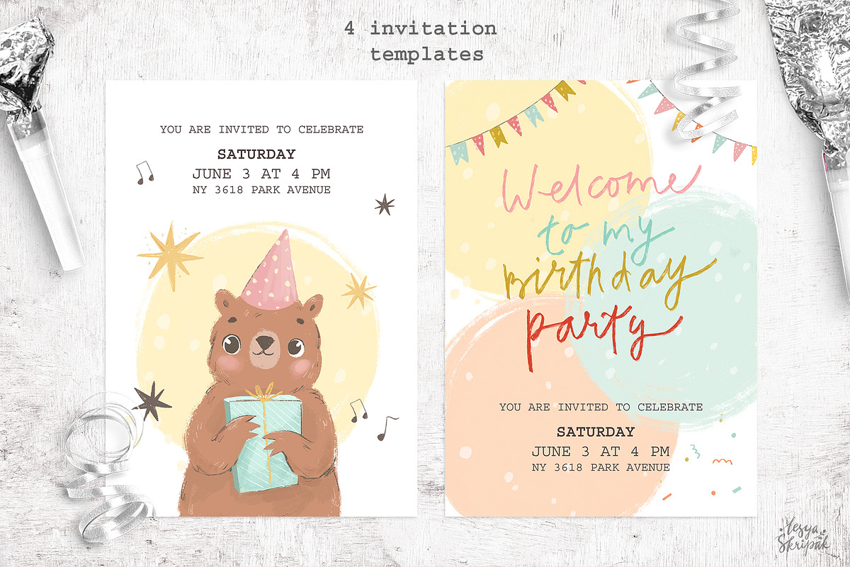 Birthday Clipart, Cards, an Animal Illustration by Lesya Skripak (Photo 7 of 10)