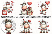 Whimsical Valentine Unicorn Clipart, an Illustration by OK Design (Thumbnail 2 of 6)