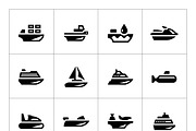 Set icons of water transport, a Solid Icon by motorama (Thumbnail 1 of 2)