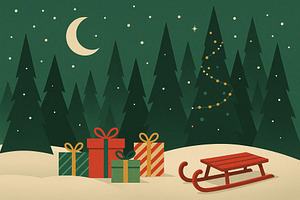 Christmas postcard with gifts and sl, an Illustration by Dvoevnore photos