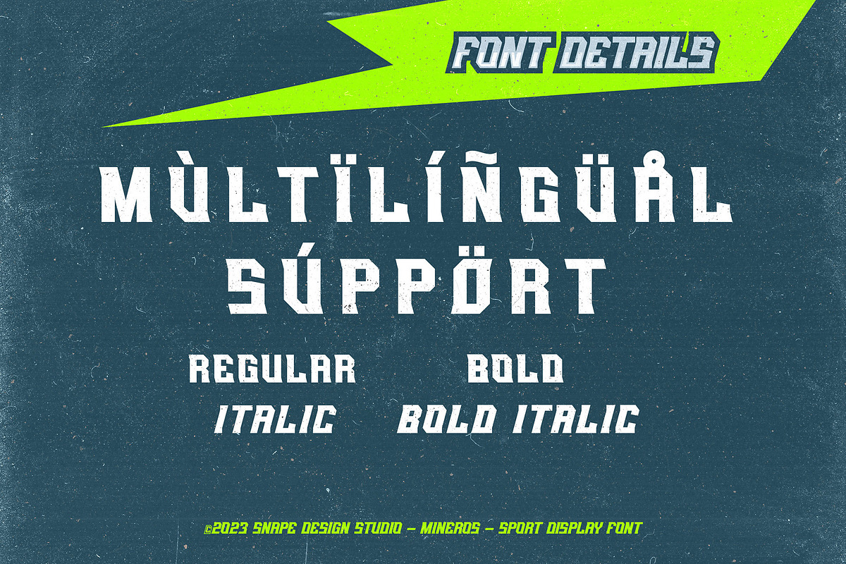 Mineros - Sport Font, a Sans Serif Font by Snape Design Studio (Photo 3 of 5)