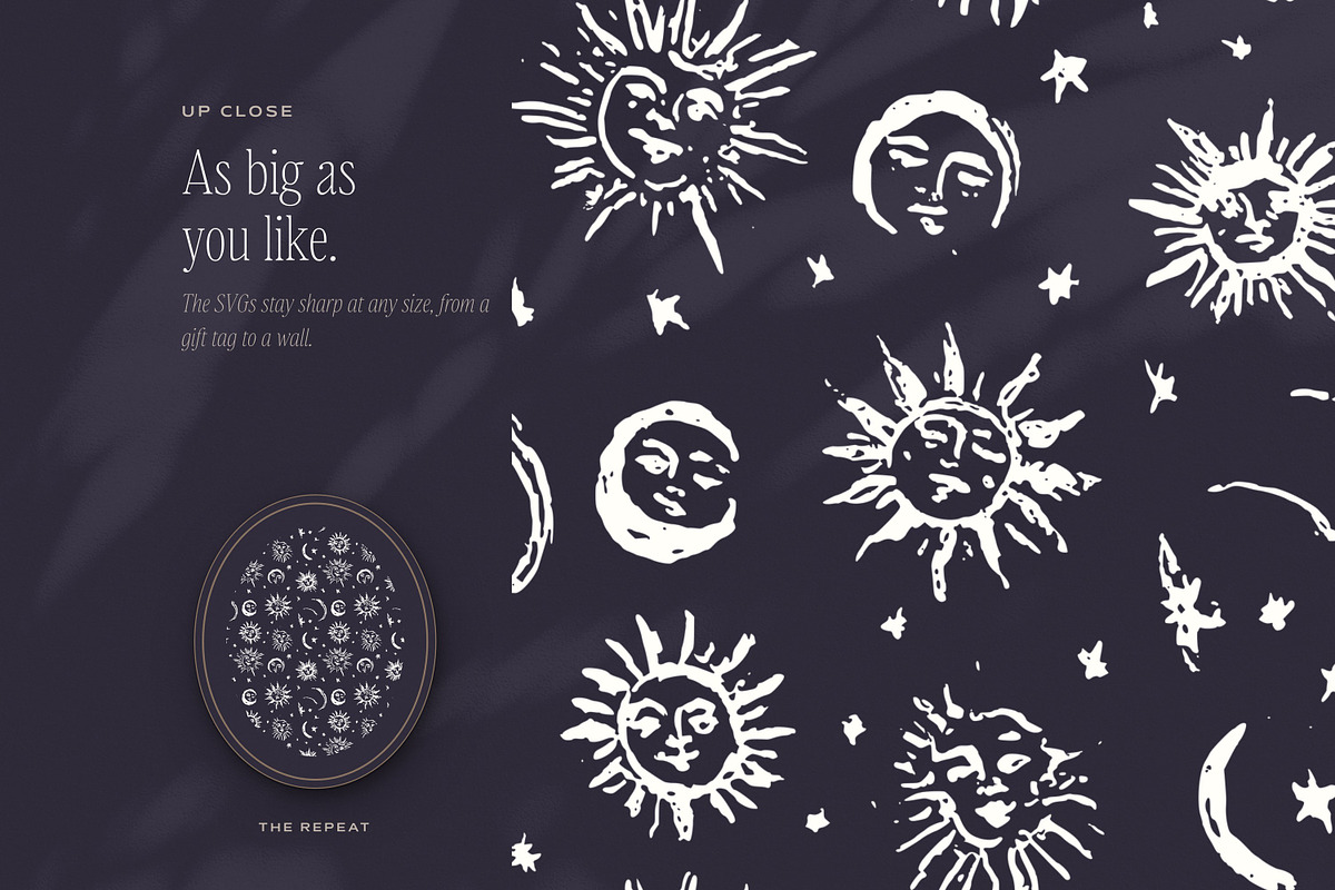 Sun, Moon & Stars Seamless Patterns, a Pattern Graphic by The October Creative (Photo 5 of 12)