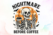Skeleton Retro Halloween Coffee Fall, an Illustration by Sublimation Artist (Thumbnail 1 of 9)