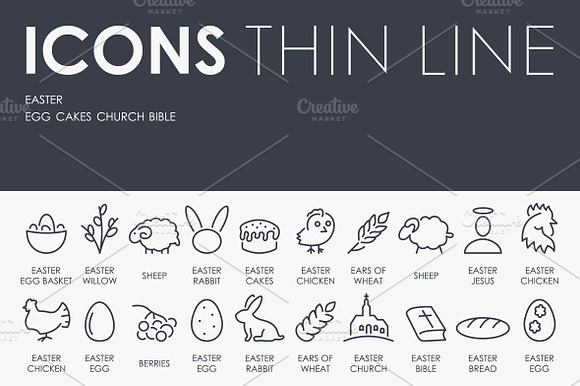 Easter Thinline Icons