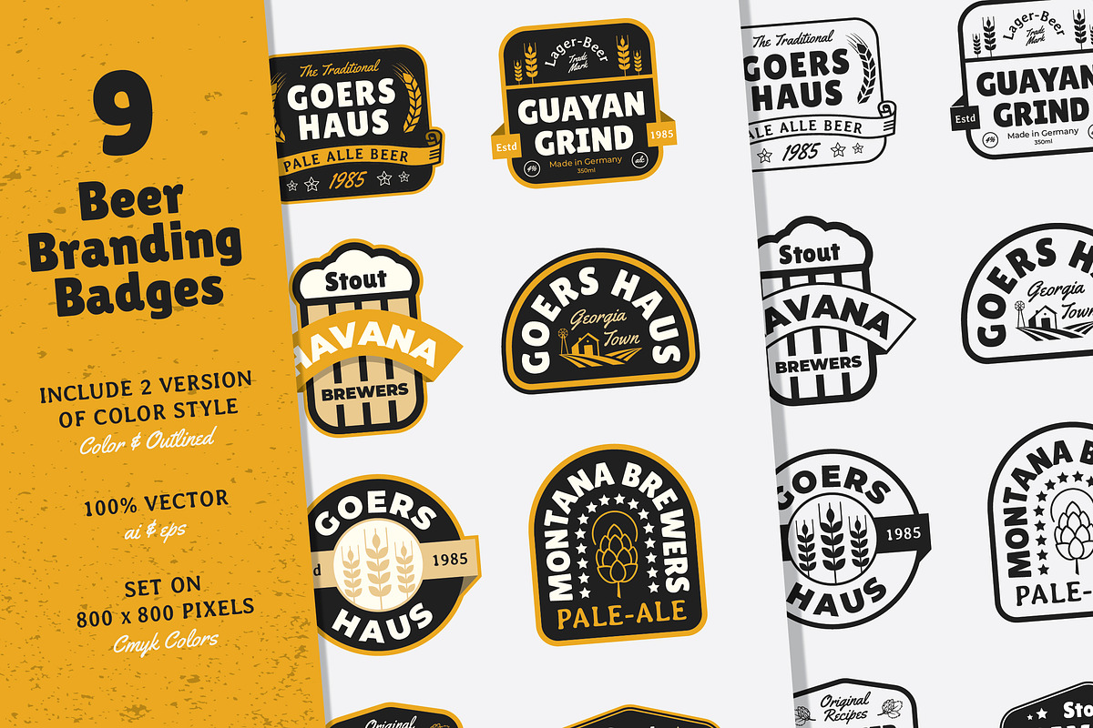 9 Beer Vintage Badges / Labels, a Branding & Logo Template by Dordar.Lab (Photo 1 of 8)