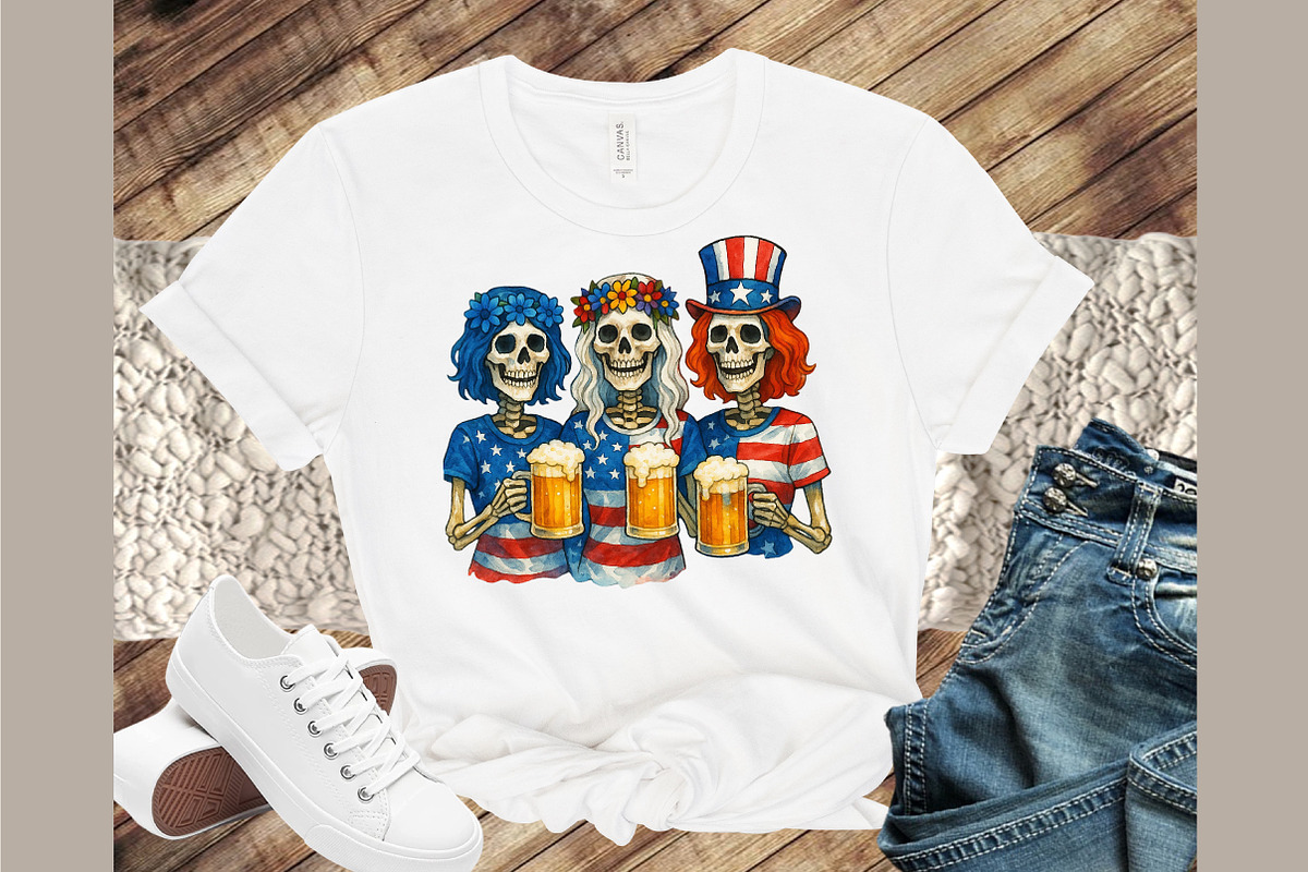 Skeleton 4th of July Sublimation PNG, an Illustration by Sublimation Artist (Photo 3 of 9)