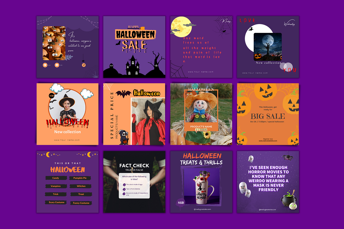 Halloween Social Media Template, a Social Media Template by Meoww_Design (Photo 4 of 6)