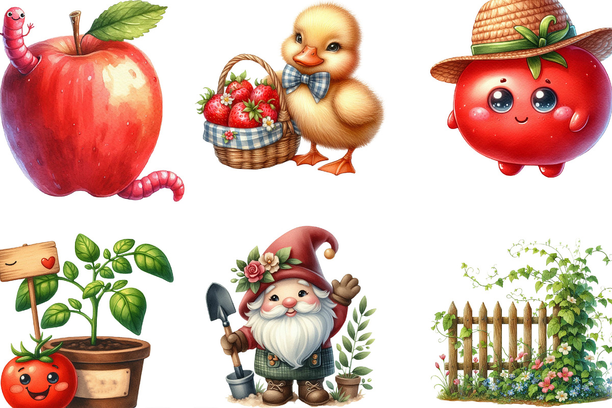 Cute Farm Garden Clipart, an Illustration by Designking (Photo 2 of 4)