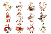 Funny Goose Christmas Clipart, an Illustration by Design Market (Thumbnail 2 of 4)