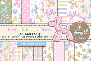 Balloon Dog SEAMLESS Digital Papers, a Graphic by JennyL Designs