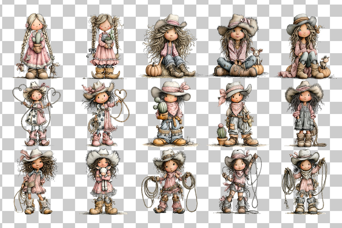 Cowgirl PNG Clipart Bundle, a Person Illustration by Nicolle's Colorful Art (Photo 3 of 6)