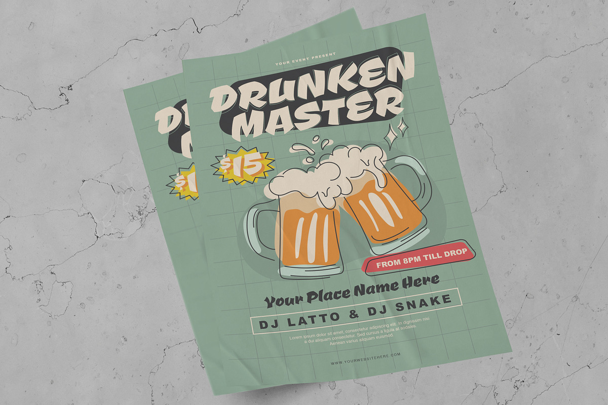 Drunken Master Flyer Template, a Flyer Template by giemons™ (Photo 2 of 2)