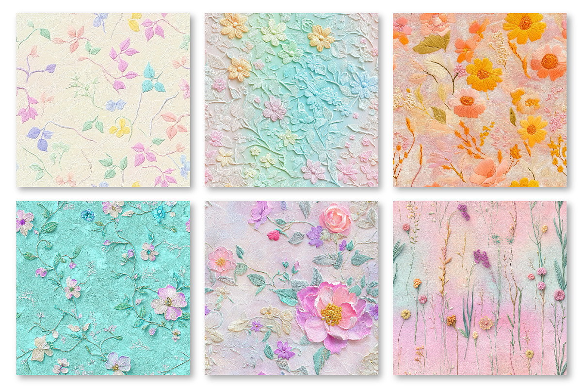 Pastel Floral Digital Paper, a Texture Graphic by Dream Creation (Photo 3 of 6)