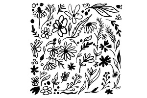 Abstract ink flower. Hand drawn, an Object Illustration by Nenahliadava Design