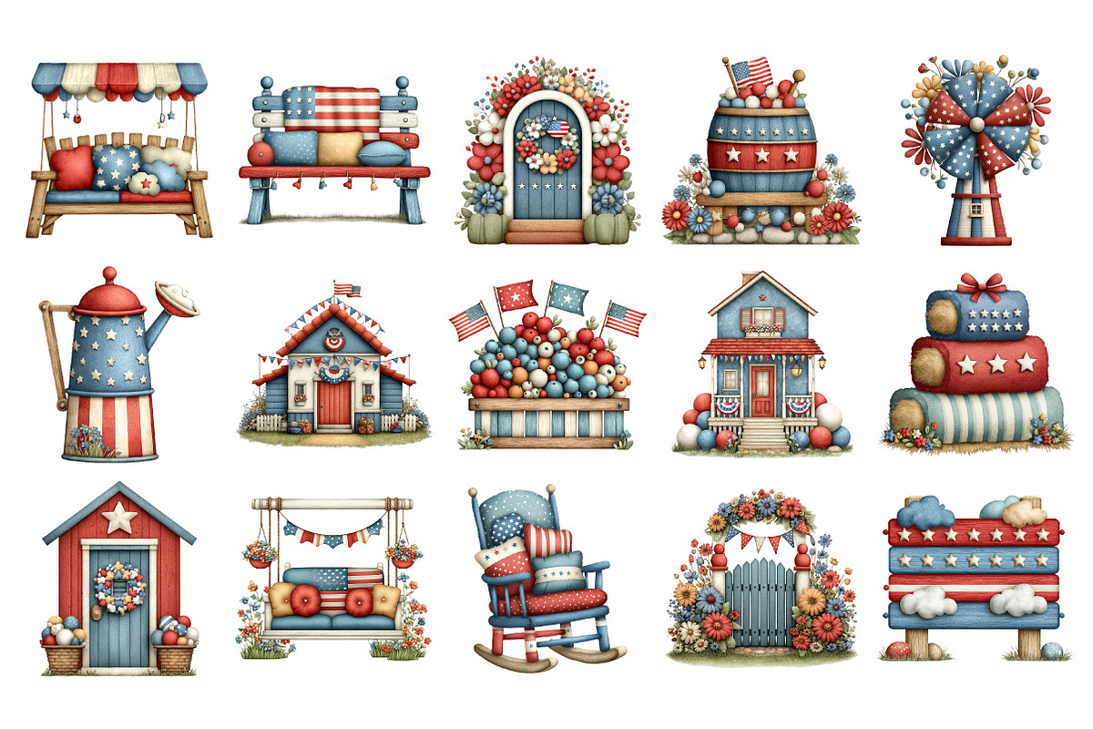 4th of July Countryside Clipart, a Seasonal Illustration by Daily.Designs (Photo 2 of 5)