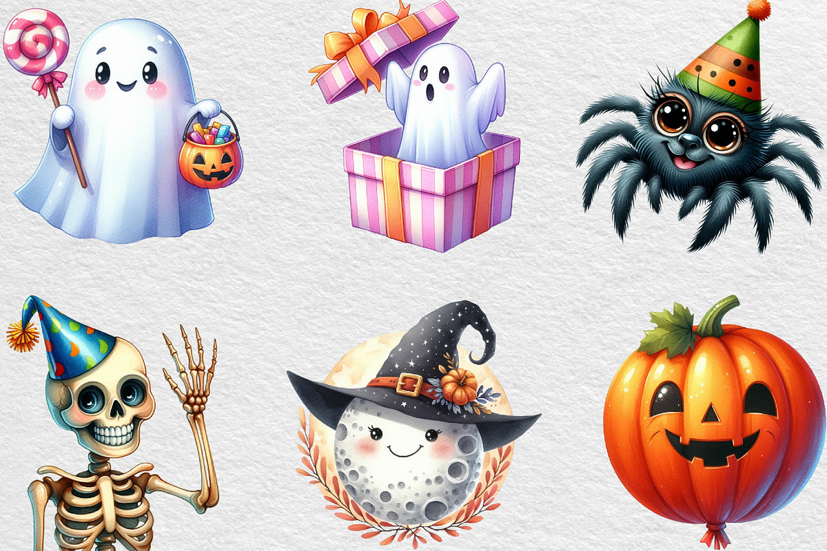 Cute Halloween Clipart, an Illustration by Black Bird Studio (Photo 4 of 6)