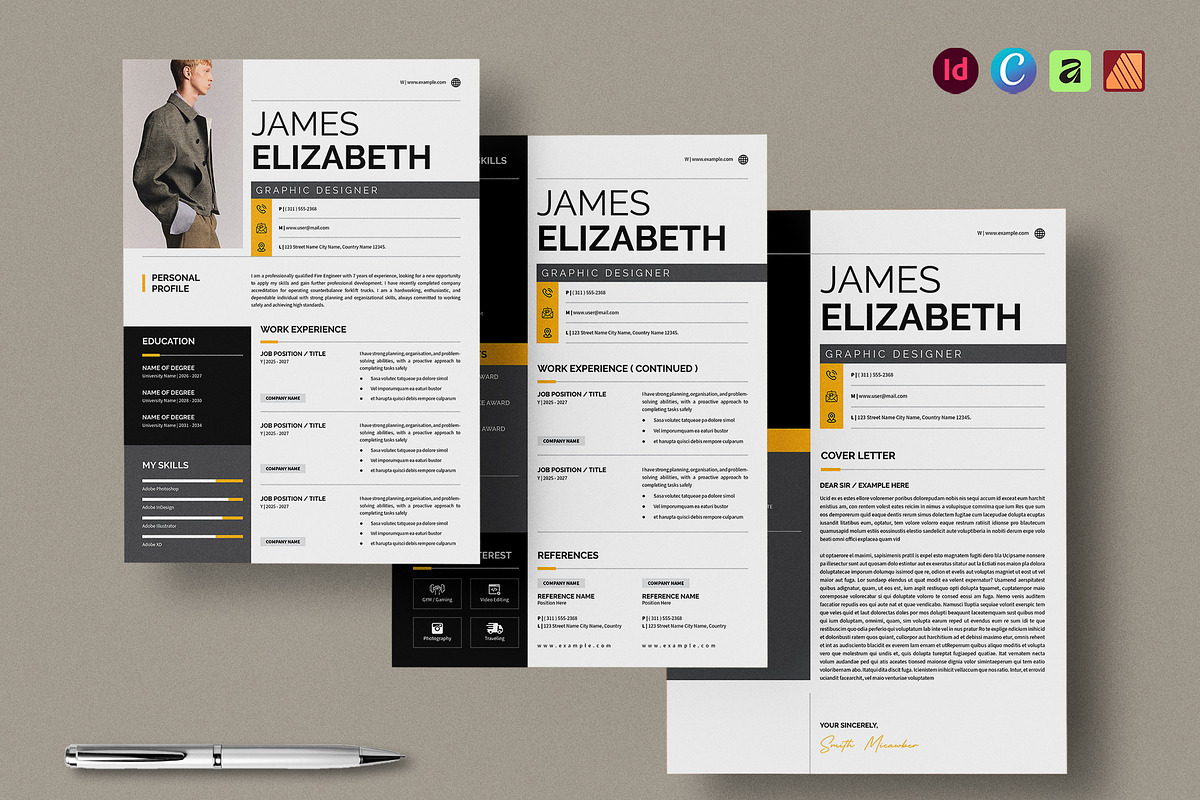 Modern Resume Template CV Letterhead, a Resume Template by NorthPeak (Photo 1 of 6)