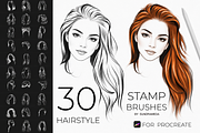 Hairstyle I Stamps Brushes Procreate, a Brush Add-On by sundrameda (Thumbnail 2 of 11)