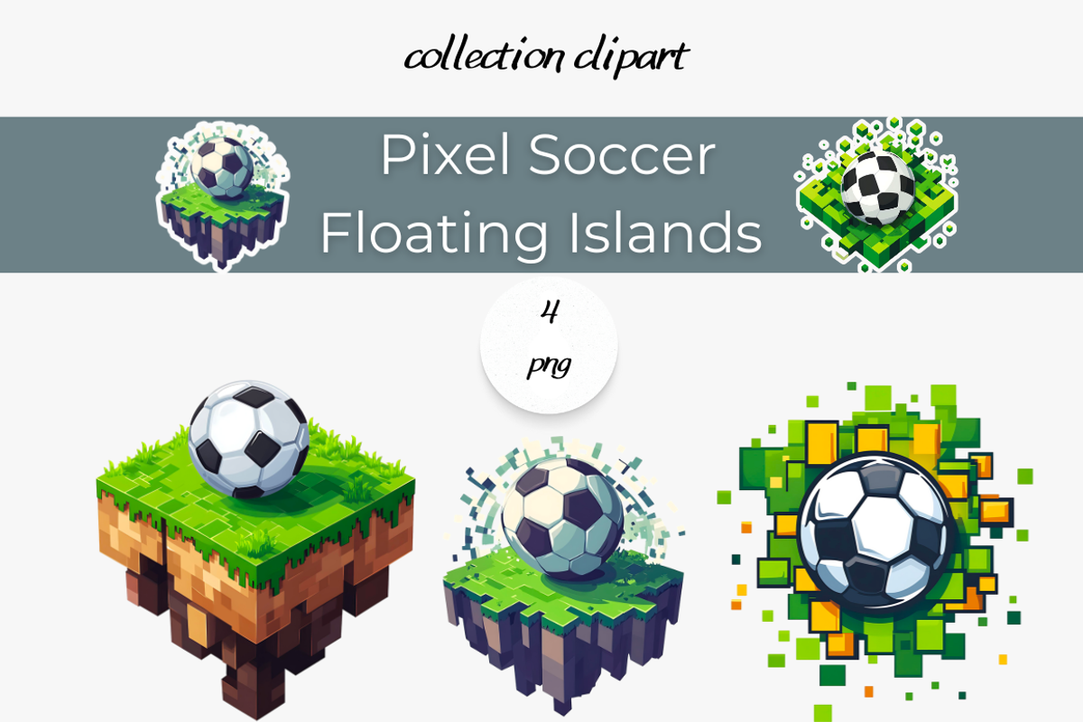 Pixel Soccer Floating Islands- 4 PNG, a Sport Illustration by InkyQueenArt (Photo 1 of 4)