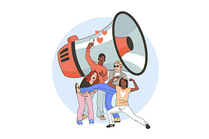 Online broadcast. Video blog, group, a Person Illustration by YummyBuum