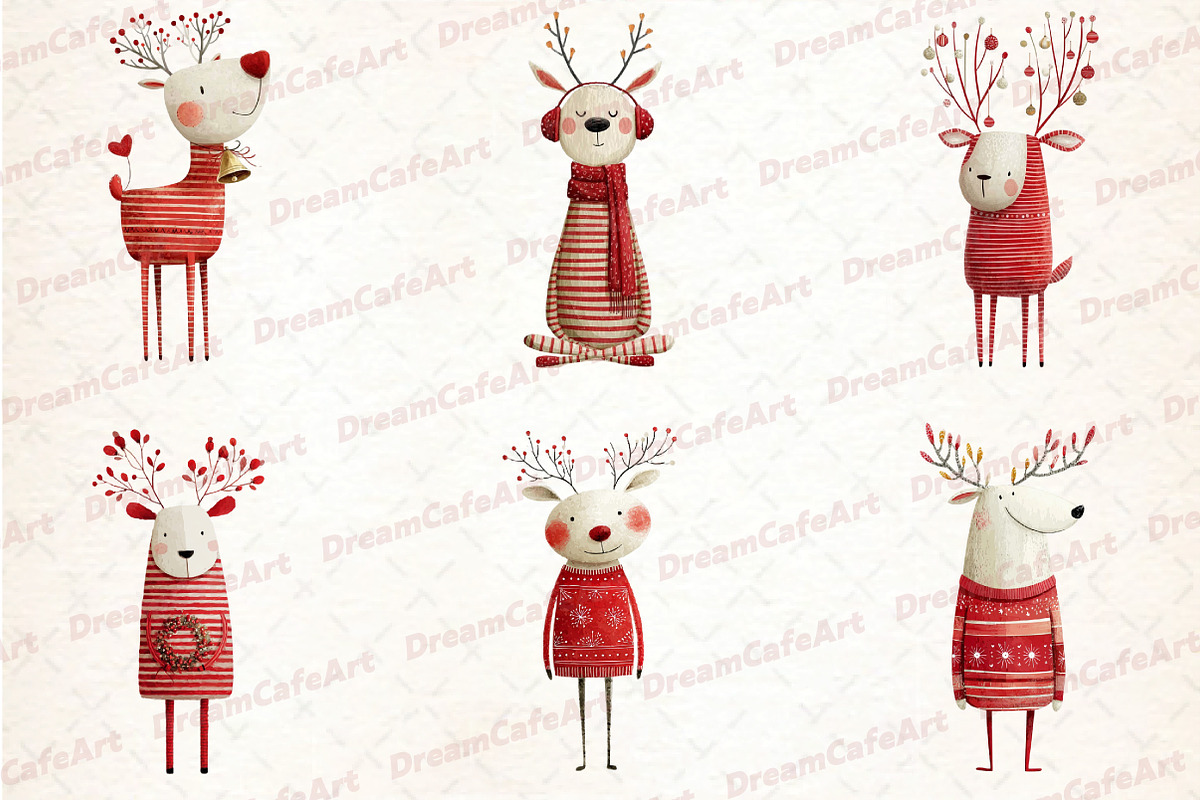 Reindeer Funny Christmas Clipart, an Illustration by DreamCafeArt (Photo 6 of 8)