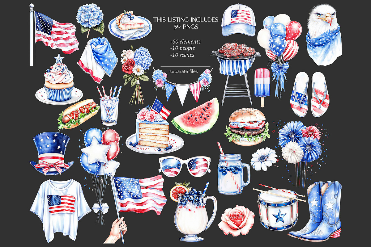 4th of July Clipart Patriotic Images, a Person Illustration by GlamArtZhanna (Photo 6 of 8)