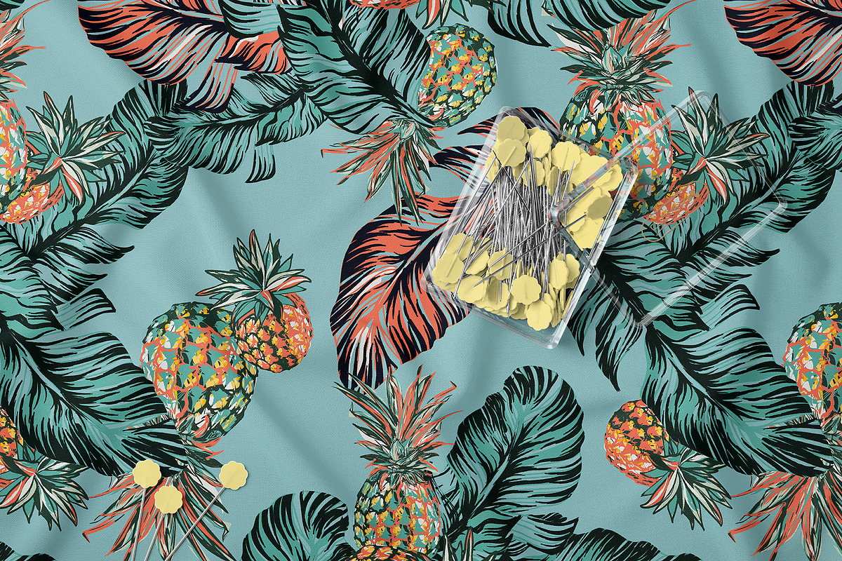 Tropical Leaf and Pineapple Pattern, a Pattern Graphic by StudioGlouna (Photo 3 of 5)
