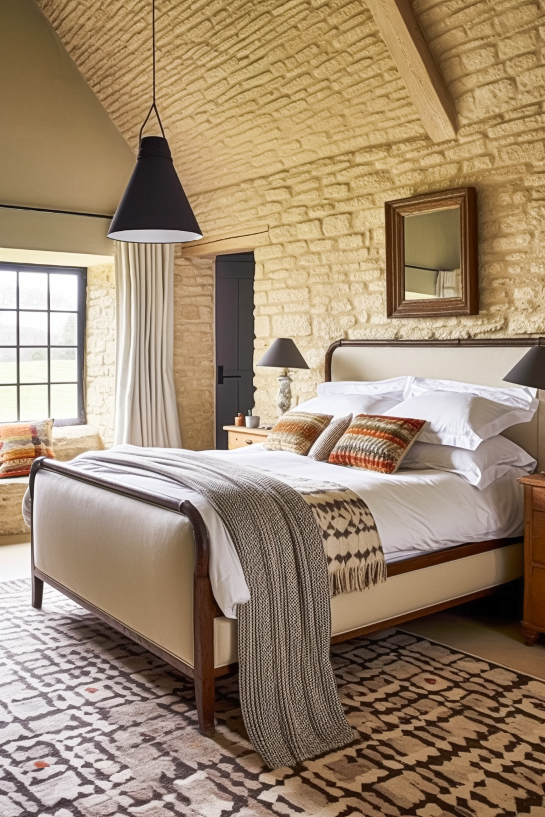 Cottage style bedroom decor, interior design and home decor, bed, an ...