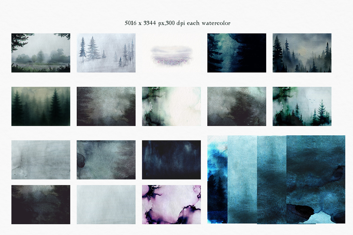 Twilight morning watercolor clip art, a Seasonal Illustration by FleurArt (Photo 11 of 19)