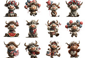 Patriotic Highland Cow Clipart, an Animal Illustration by Designking (Thumbnail 2 of 5)
