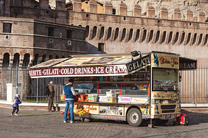 Food truck selling snacks in Rome, a Business Photo by BOOCYS