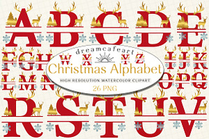 Christmas Clip Art Alphabet Letters, an Illustration by DreamCafeArt