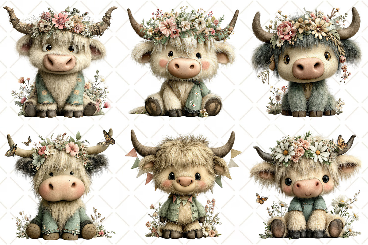Whimsical Summer Highland Cow, an Illustration by Black Bird Studio (Photo 4 of 6)
