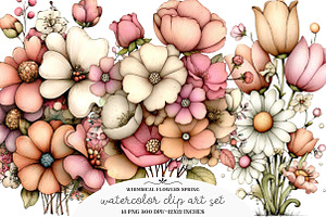 Whimsical Flowers Spring Clipart, an Illustration by GatewayDesign