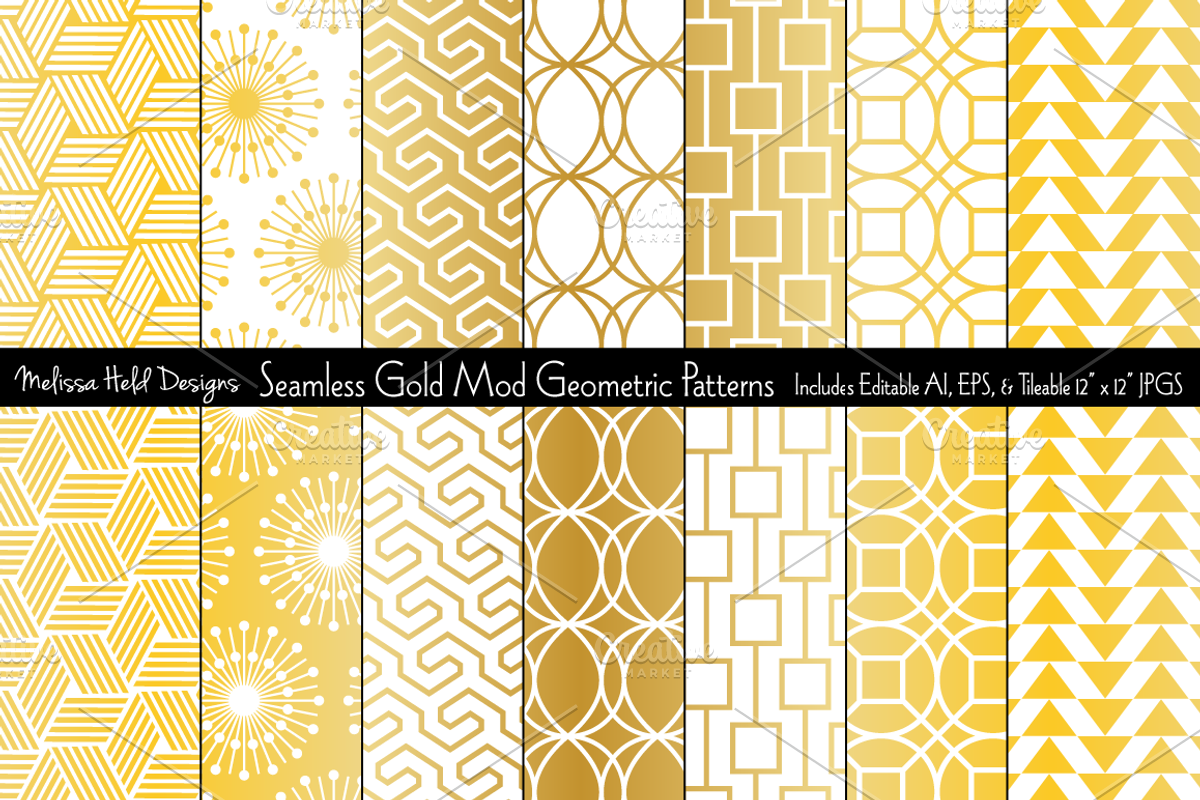 Seamless Gold Mod Geometrics