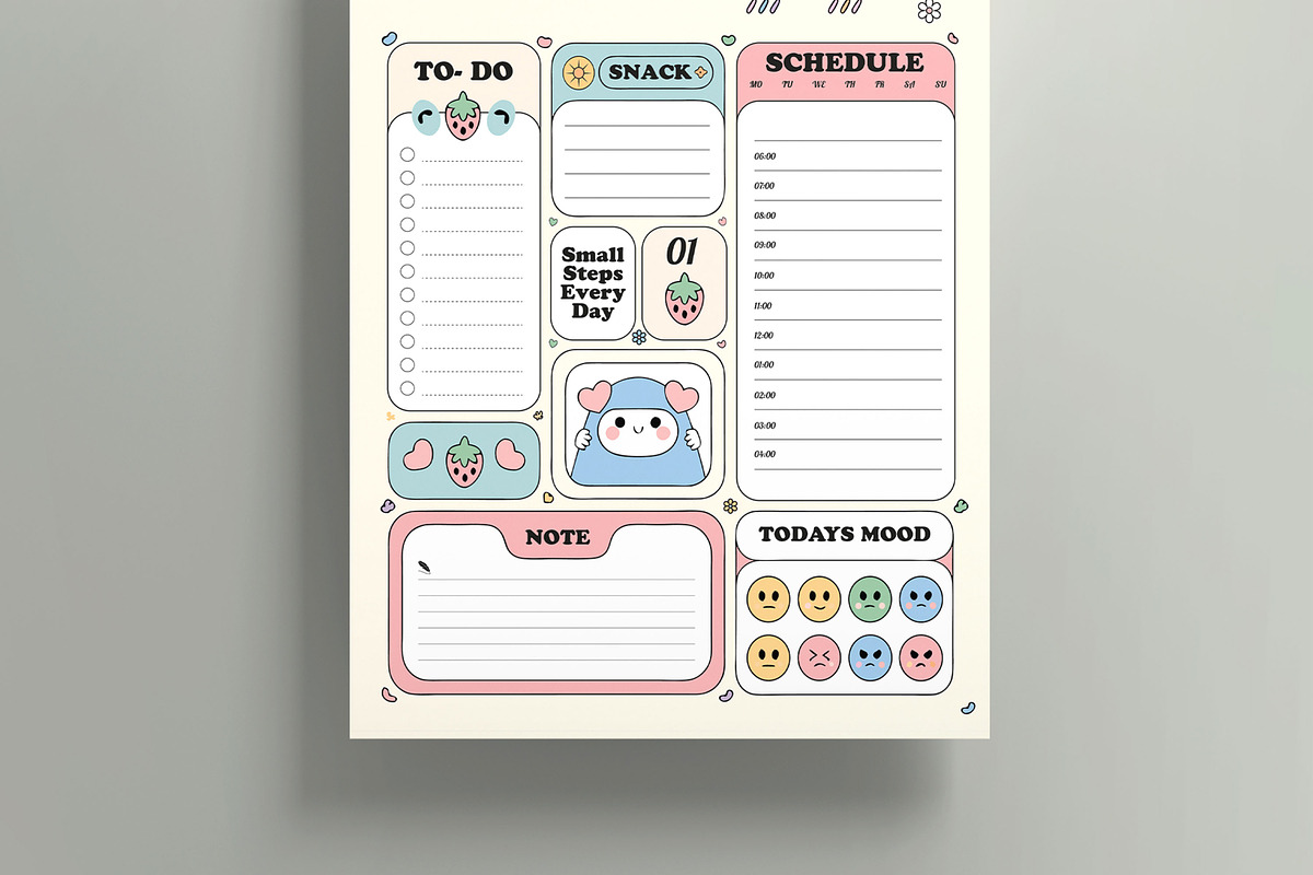 Daily Planner Template, a Stationery Template by MightyDesign (Photo 3 of 8)
