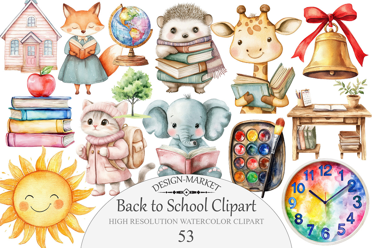 Back to School Clipart, an Illustration by Design Market (Photo 1 of 5)