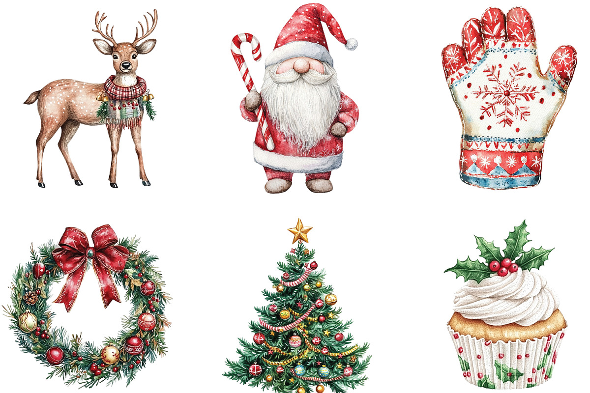 embroidered Christmas PNG sublimatio, an Illustration by CraftArtStudio (Photo 2 of 6)